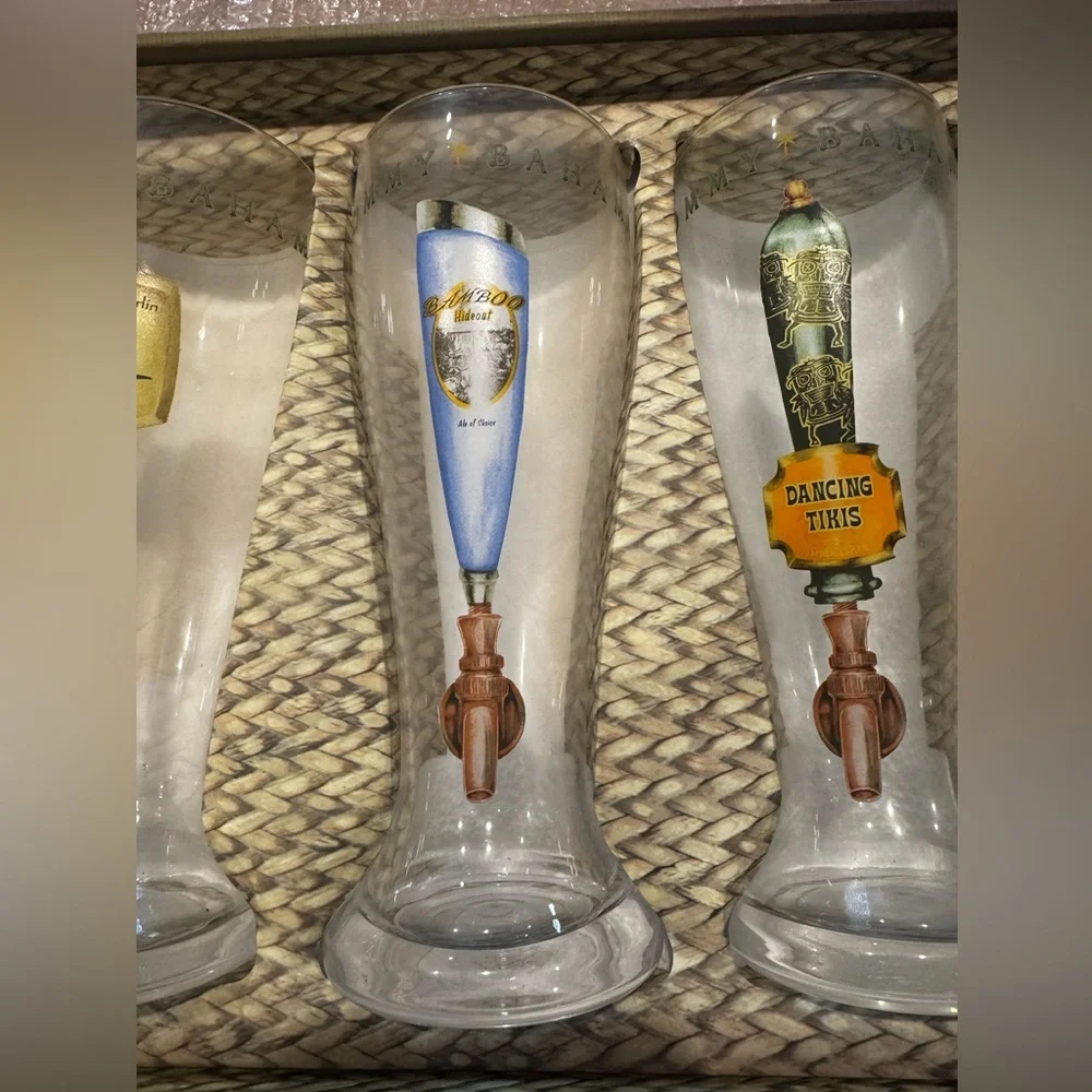 Tommy Bahama Colorful Beer Tap Handle Glass Set